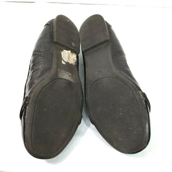 Cato Slip-on Flats Loafers Women Size 9 M Brown Embossed Croc Print - Picture 4 of 7